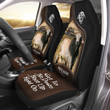 Brahman Cattle Leather Carving Customized Name Car Seat Covers Universal Fit Set 2 Gift For Farmer Cow Lovers