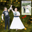 Personalized Football Photo Mica Ornament - Gift For Couple Love Football - American Football Couple Wedding Photo