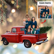 Personalized Photo Mica Ornament - Gift For Family - Custom Photo Family Red Truck Christmas