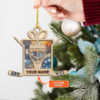 Hockey Stick Personalized Suncatcher Ornament For Team, Club Custom Name Christmas Gift For Hockey Lovers