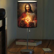 Sacred Heart of Jesus, Flaming Heart with God Table Lamp for Christian Bedroom Decor