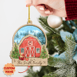 Personalized Red Barn Christmas Suncatcher Ornament