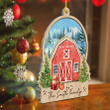Personalized Red Barn Christmas Suncatcher Ornament
