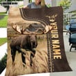 Personalized Name Moose Leather Pattern Blanket for Moose Lovers