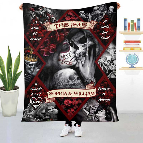Personalized Skull Couple Blanket, Skull To my Wife Blanket, This is Us Throw Blanket