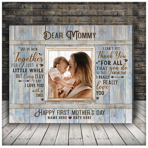 New Mom Gift, First Mother's Day Gift, Mothers Day Canvas for New Born Mother, Custom Mom and Baby
