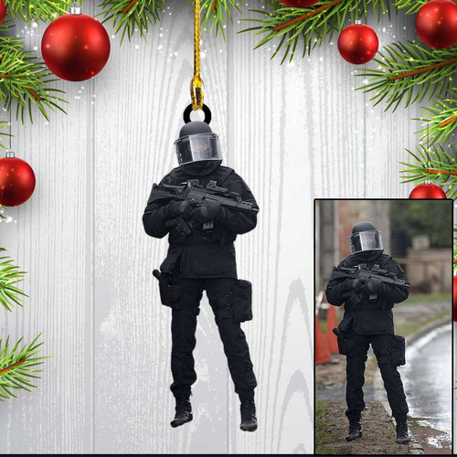 Custom Photo Police Acrylic Ornament for Policeman, Custom Shaped Police Ornament for Dad