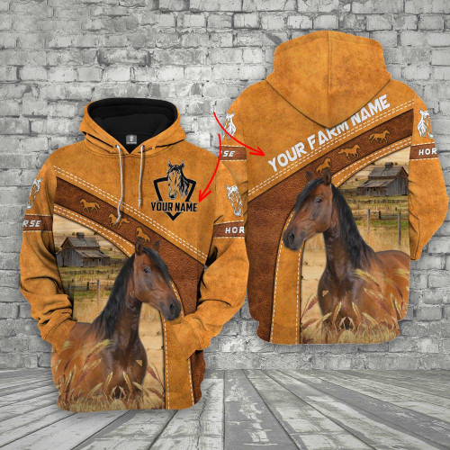 Customized Horse Farmhouse 3D Hoodie, 3D Apparel All Over Printed for Horse Lovers