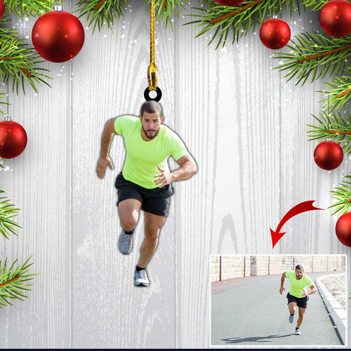 Custom Photo Runner Running Christmas Ornament for Athlete, Running Lovers