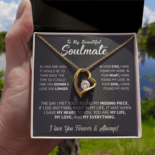 To My Beautiful Soulmate Necklace, Gift for Wife, Girlfriend, Anniversary Gift, Birthday Gift for Soulmate, Soulmate Gift