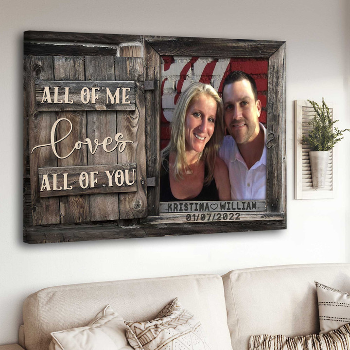 Personalized Husband & Wife Photo All of Love, Best Gift for Wife Wall Art Canvas