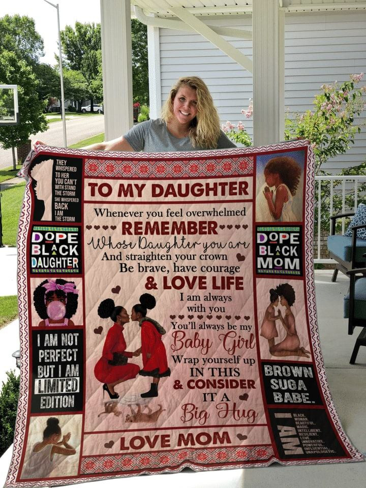 Customized Black Mom and Black Daughter Blanket, To my Daughter African American Blanket for Daughter from Black Woman