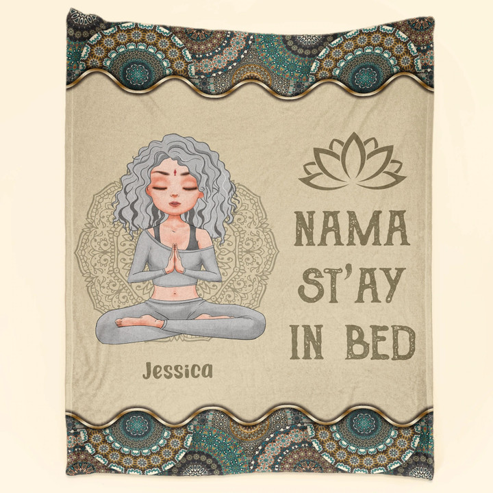 Namast'ay In Bed - Yoga Blanket for Woman, Yoga Fleece Blanket for Yoga Lovers