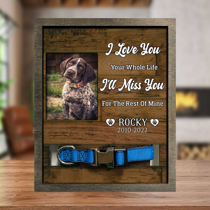 Dog Lovers Gifts For Men, Sympathy Gift Picture Frame For Loss Of Dog, Pet Collar Keepsake Picture Frame