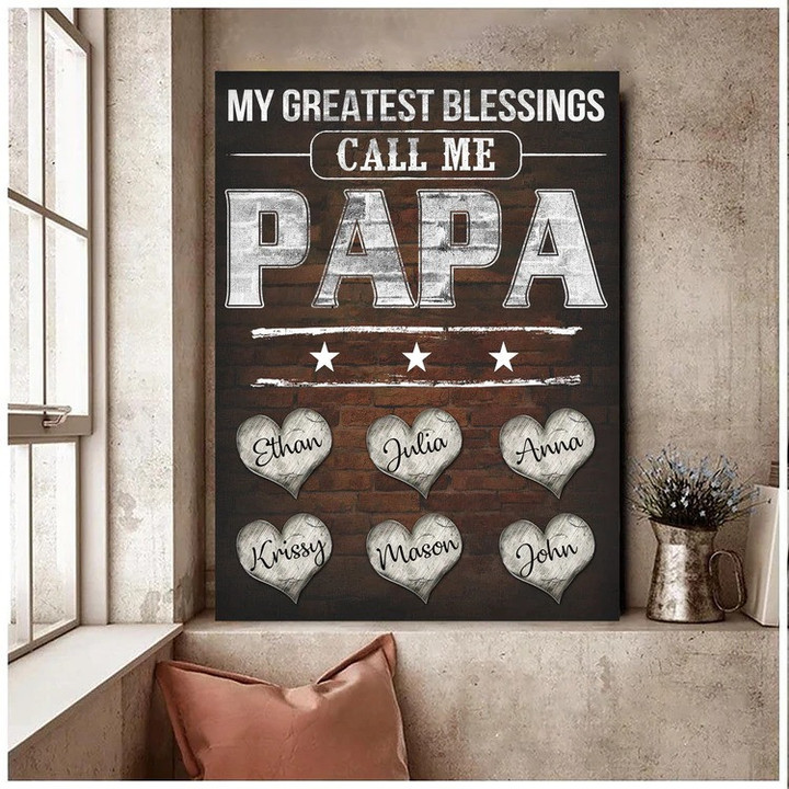 My greatest people call me Grandpa Canvas Prints with Grandkids Living Room Wall Art