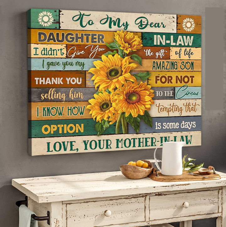 Sunflowers To My Daughter in Law Wall Art, Gift from Mother in Law, Daughter in Law Gift Canvas Prints
