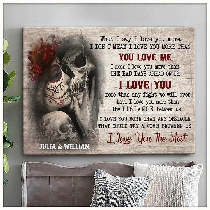 Customized Skull Couple Wall Art for Husband and Wife Gothic Style, This is us Whole lot of love Canvas Prints