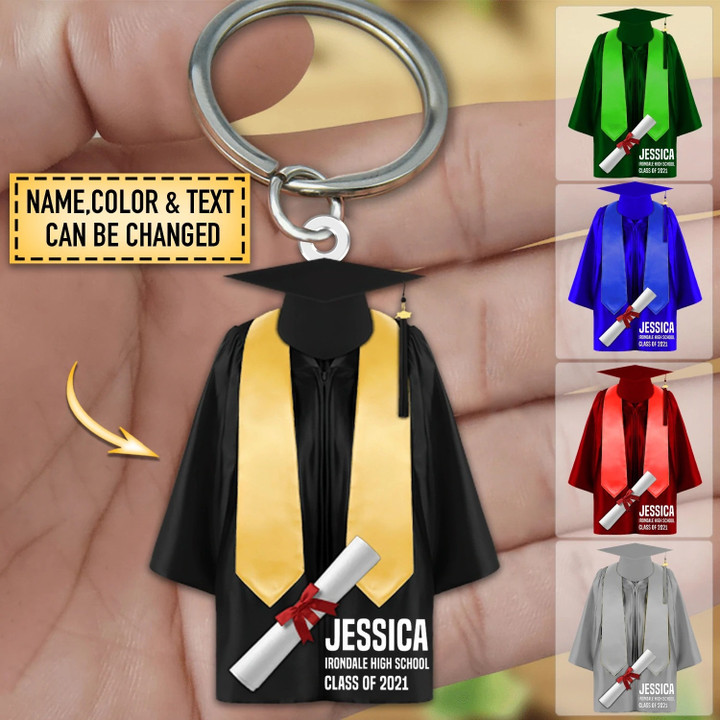 Personalized Graduation Keychain for Son , Graduate Keychain for Daughter Acrylic Flat Keychain from Dad & Mom