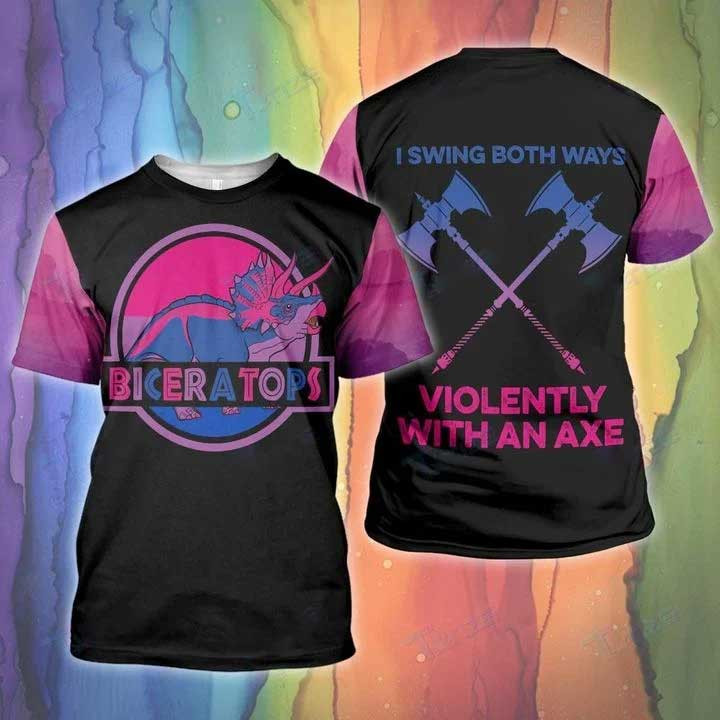 Dinosaur Bisexual 3D Shirt, LGBT Bisexual Dinosaur Swing Both 3D All Over Printed Shirt, Bisexual Pride Apparel