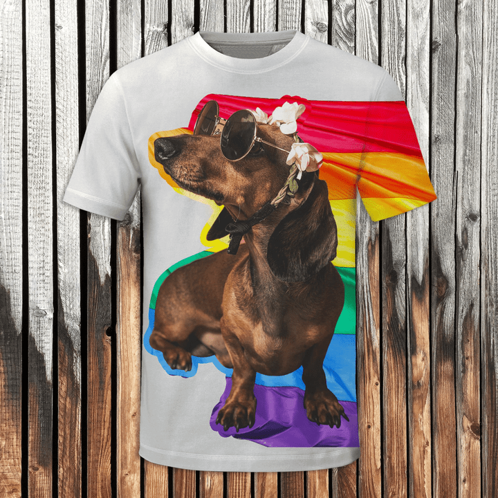 LGBT Dachshund 3D T Shirt For Pride Month