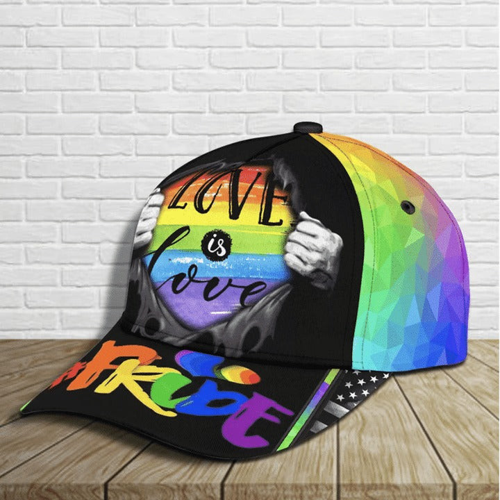 Lesbian Baseball Cap, Love Is Never Wrong Lgbt Printing 3D Baseball Cap Hat, Gift For Couple Lesbian
