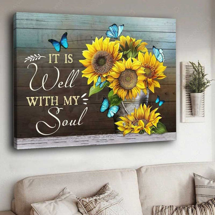 Sunflowers It is well with my soul Jesus Landscape Canvas Prints for Living Room