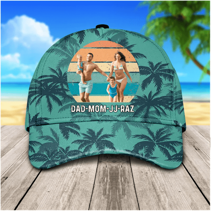 Customized Beach Family Hat for Summer, Personalized Summer 3D Baseball Cap for Family Combo