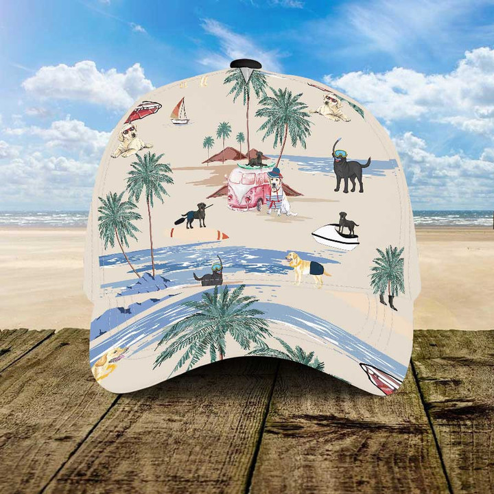 Labrador Retriever Summer Beach Hawaiian Cap, Dog Beach Summer Hat