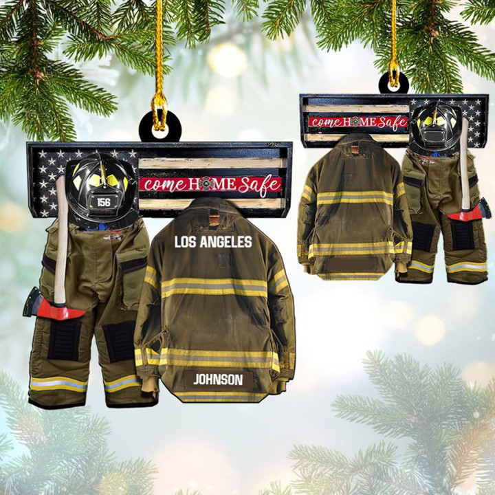 Customized Firefighter Uniform Full Set Ornament, Come Home Safe Acrylic Ornament for Home