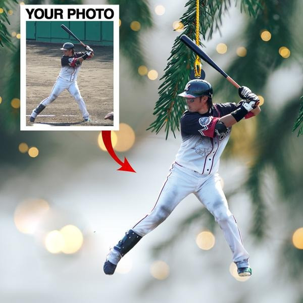 Custom Photo Baseball Ornament, Custom Name Acrylic Baseball Ornament for Players, Gift for Man & Women