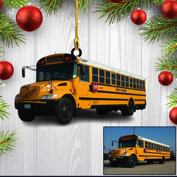 Custom Photo School Bus Flat Acrylic Ornament for School Bus Drivers Christmas gift