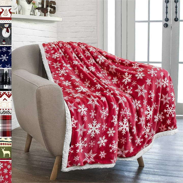 Snowflake Christmas Blanket Sherpa Blanket for Bedroom