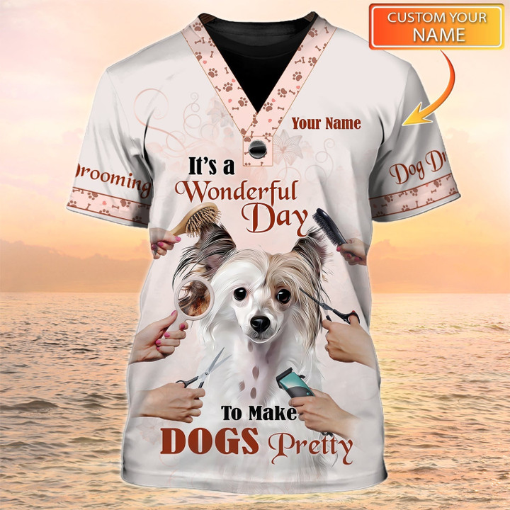 Personalized Dog Groomer Shirt Dog Grooming 3D All Over Printed Tshirt For Pet Groomer Gift To A Groomer