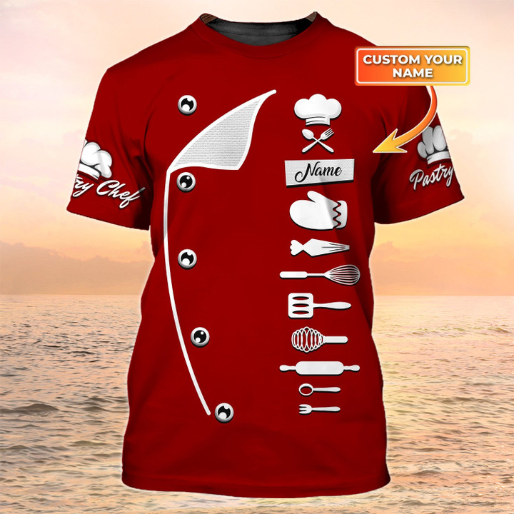 Pastry Chef Tshirt Bakery Uniform Baker Red Shirt