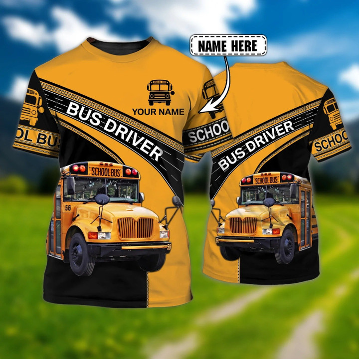 Customized Name School Bus Driver 3D T Shirt, Unisex Driver Shirt, School Bus Gifts