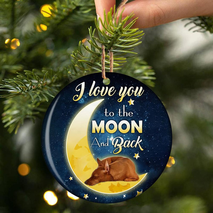 Miniature Pinscher I Love You To The Moon And Back Ceramic Ornament