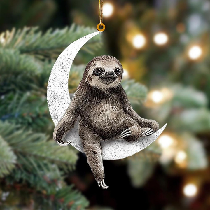 Sloth Sits On The Moon Flat Acrylic Hanging Ornament Animals Shaped