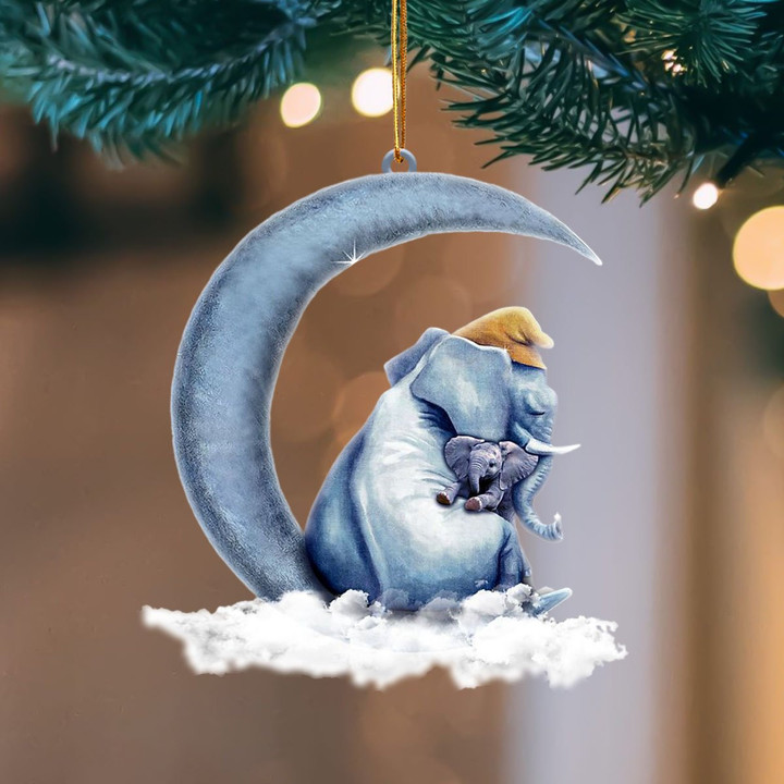 Elephant Blue Moon Flat Acrylic Hanging Ornament Animals Shaped