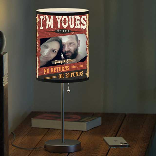 Custom Couple Photo Funny Couple - I'm Yours No Returns or Refunds Table Lamp for Bedroom