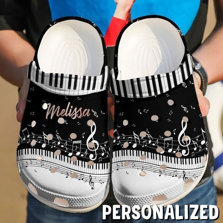 Personalized Piano Crocs Classic Clog Shoes, Custom Name Piano Players, Gift for Him