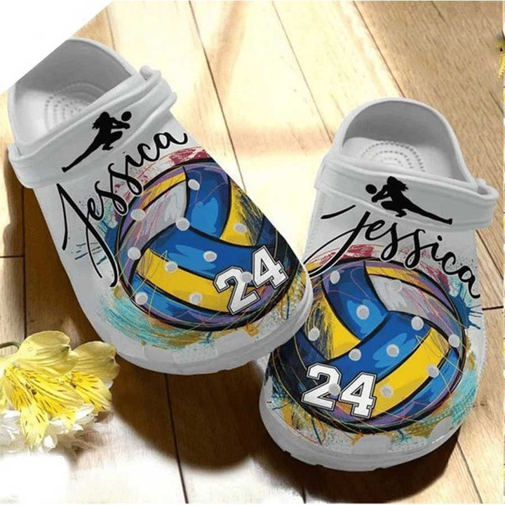 Volleyball Custom Name Crocs Rubber Crocs Clog Shoes, Comfy Footwear