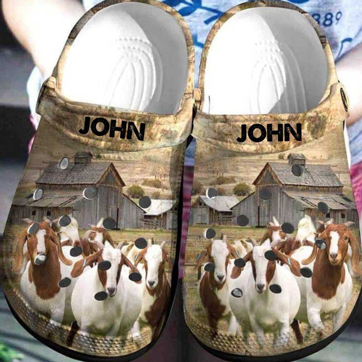 Personalized Farmhouse Goats Croc Clog Shoes, Custom Name Goat Crocs for Goat Lovers