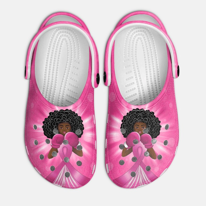 Black Girl Breast Cancer Awareness Crocs Classic Clogs Shoes
