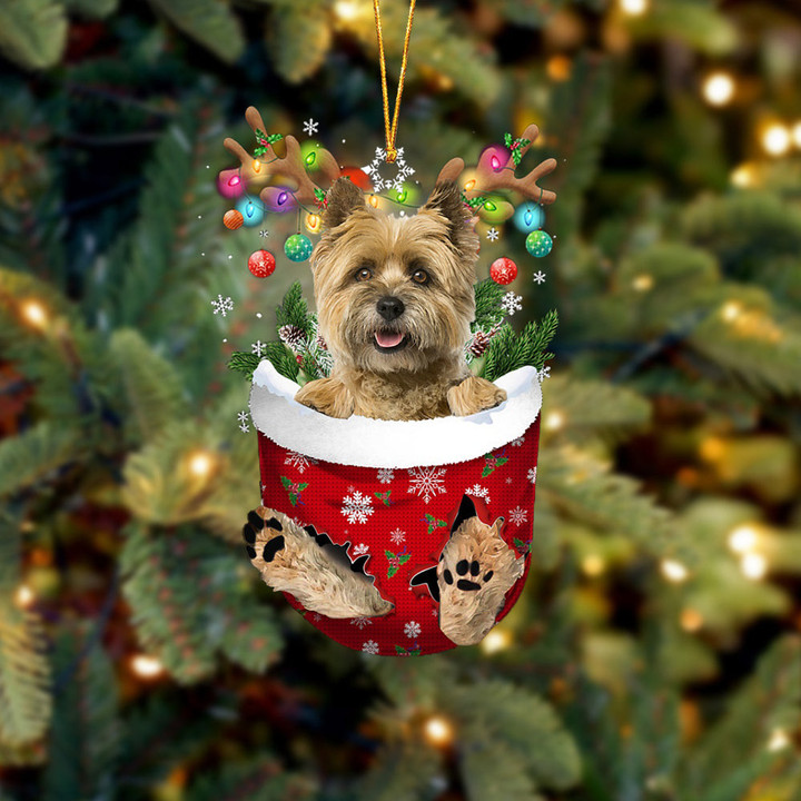 Cairn Terrier 1 In Snow Pocket Christmas Ornament Flat Acrylic Dog Ornament