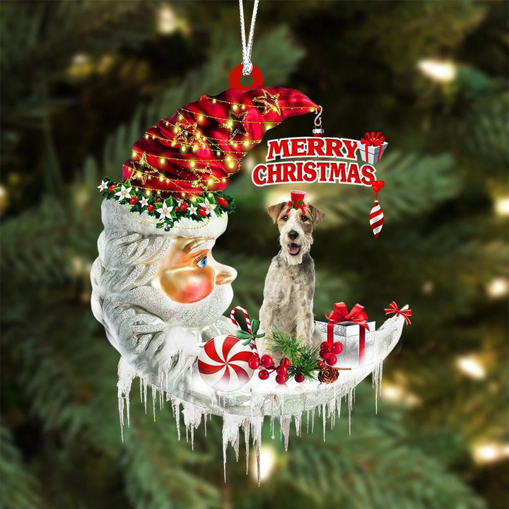 Fox Terrier On The Moon Merry Christmas Hanging Ornament Flat Acrylic Dog Ornament