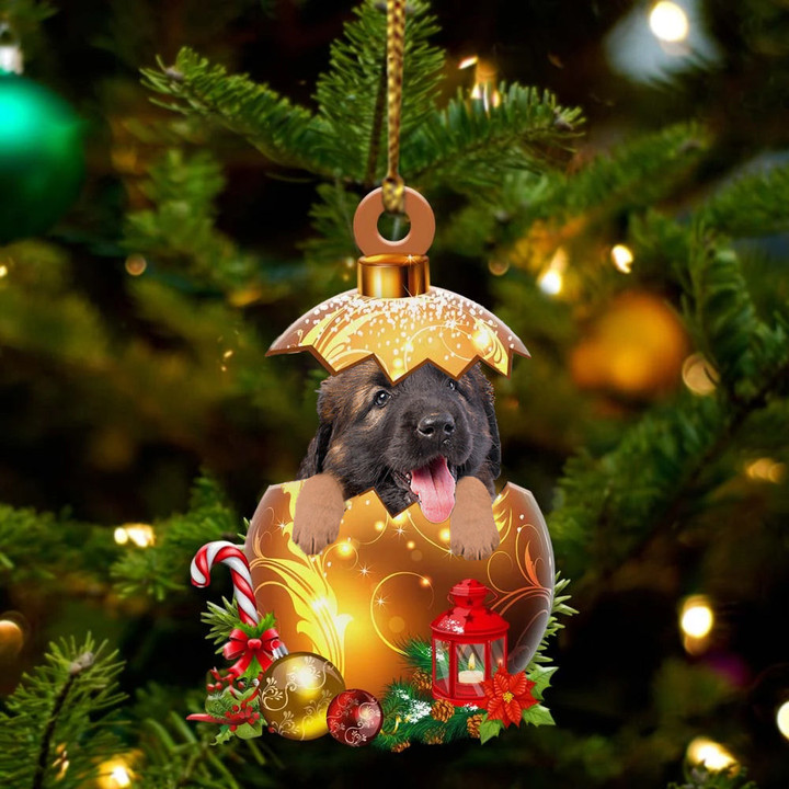 Leonberger In in Golden Egg Christmas Ornament, Flat Acrylic Dog Ornament