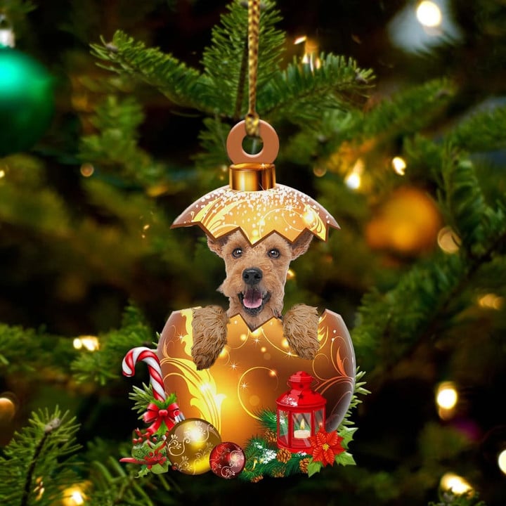 Welsh Terrier In in Golden Egg Christmas Ornament, Flat Acrylic Dog Ornament