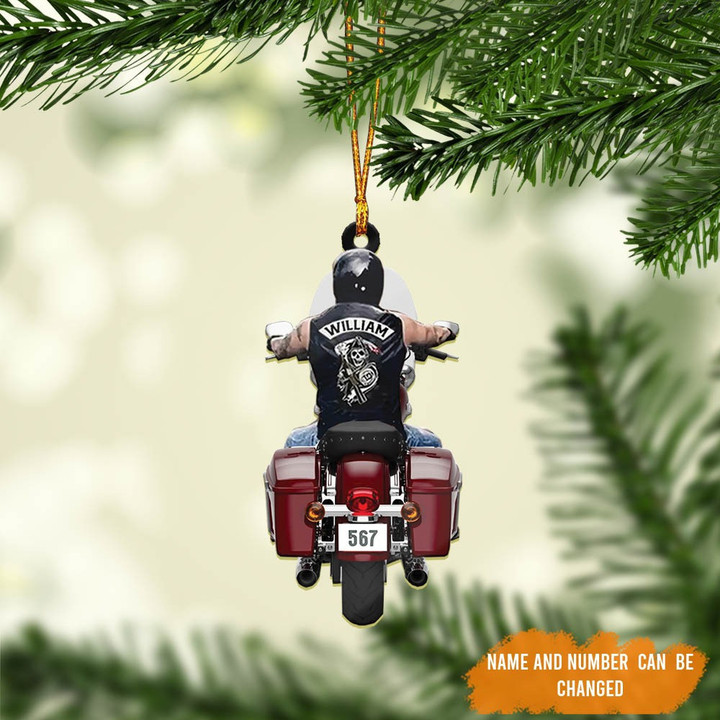 Personalized Biker Road King Motorcycle Ornament for Biker Man, Flat Acrylic Biker Ornament