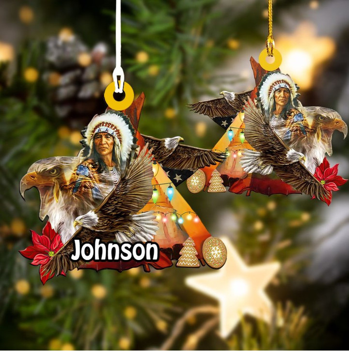 Personalized Native American Christmas Ornament, Eagle Indians Acrylic Ornament