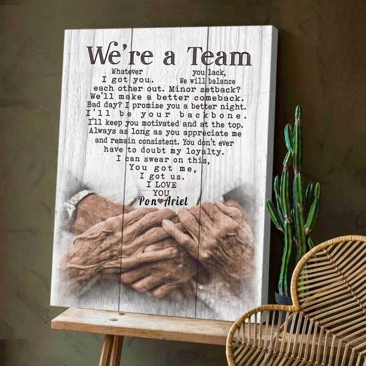 Personalized Old Couple Wall Art, We're a team Wall Art Canvas for Him